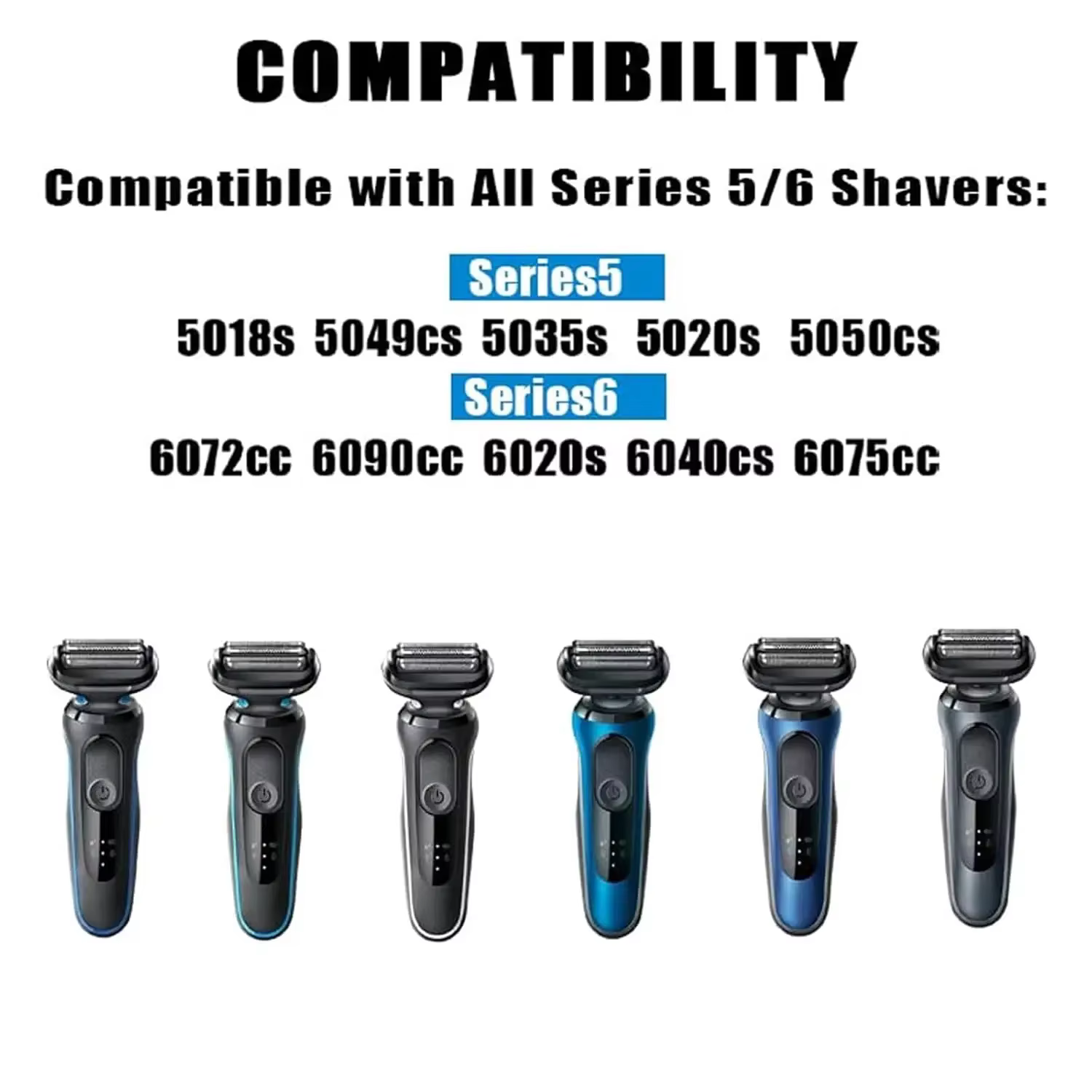 Tête de rechange 53B compatible avec le rasoir électrique Braun Series 5/6 5018s