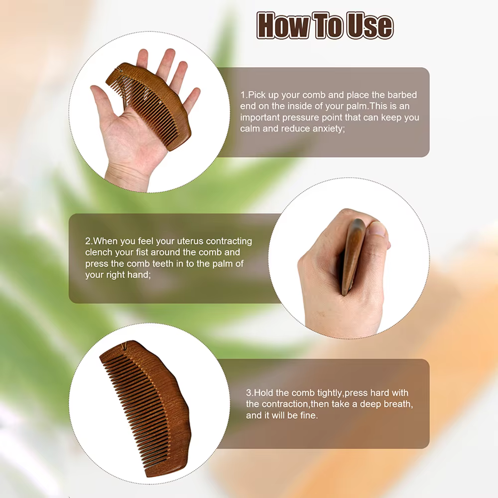 Peigne en bois naturel pour femme, massage du cuir chevelu, peigne à cheveux avec lanière et support de sac à cordes de proximité, usage touristique sec, soins des cheveux