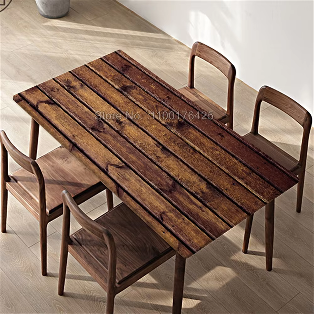 Nappe en bois avec bord rectangulaire, bande élastique imperméable, couverture de table, décoration extérieure, cuisine, gril