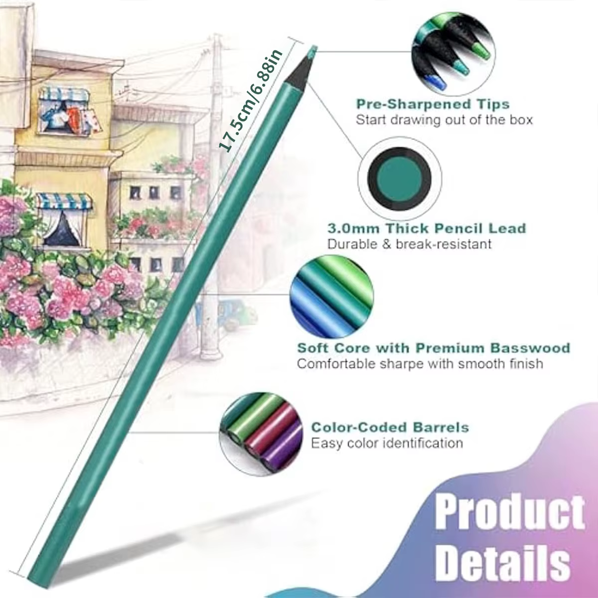 Ensemble de crayons de couleur métalliques, 12 couleurs, pour dessin et croquis, fournitures artistiques pour bricolage, coloriage, peinture à domicile