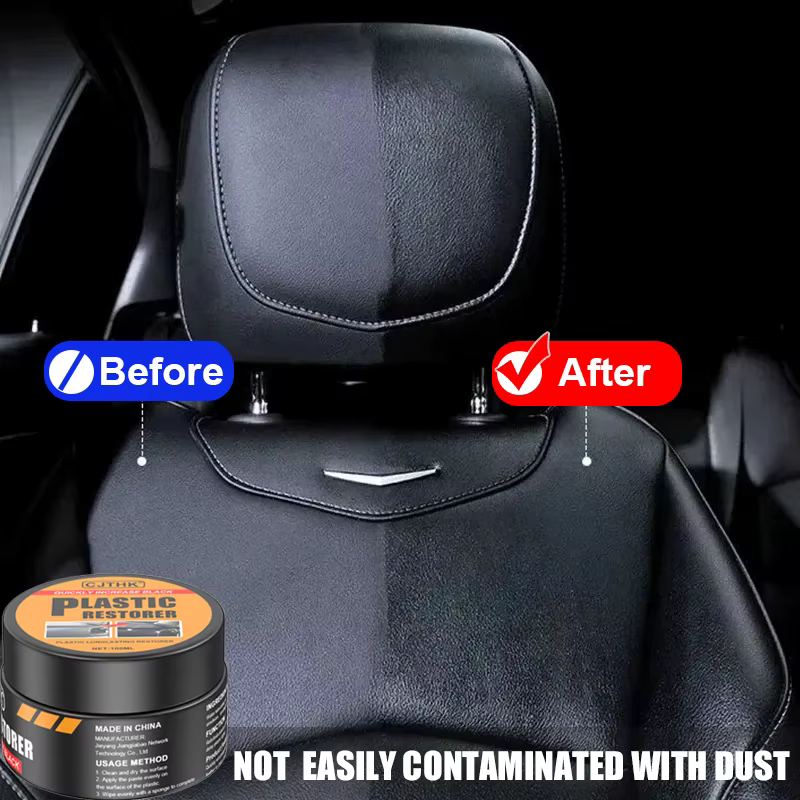 Rénovateur Plastique Voiture Effet Noir Brillant – Agent de Rénovation Cuir et Panneaux Intérieurs Auto – Cire de Protection et Réparation pour Véhicules