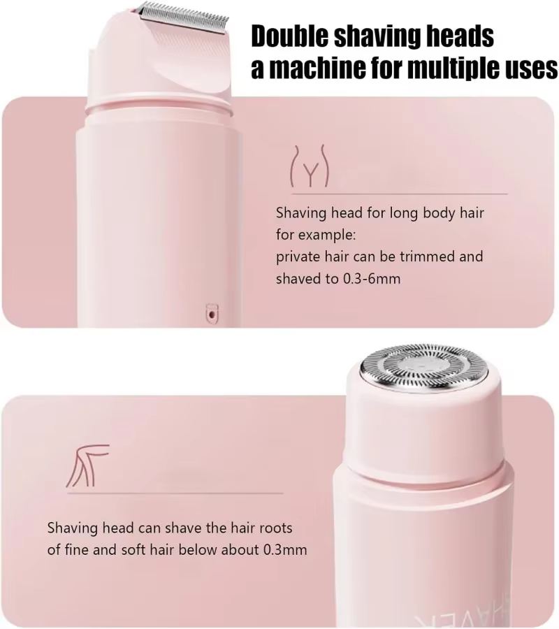 Épilateur électrique double tête rechargeable pour femme