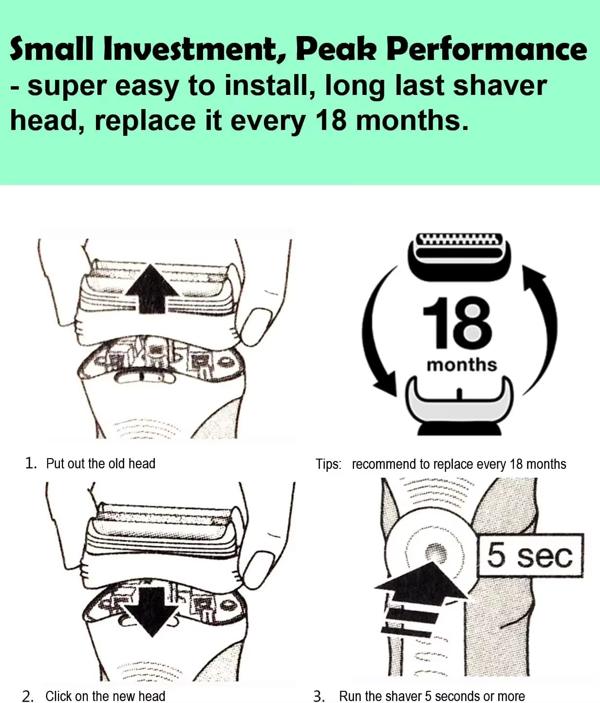Têtes de rechange Brangdy 21B S3 pour rasoirs électriques Braun Series 3 3040s 300s 310s 320s 360s 3010s 3090cc