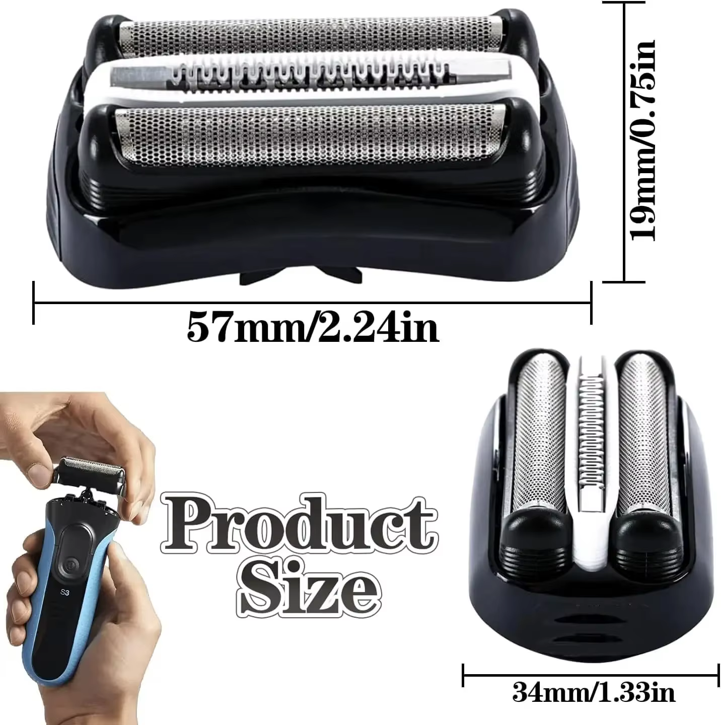 Tête de rasoir électrique et membrane de lame pour Braun Series 3 32B 32S 21B 301S 310S 320S 340S 360S 3040S 3010s 3050cc