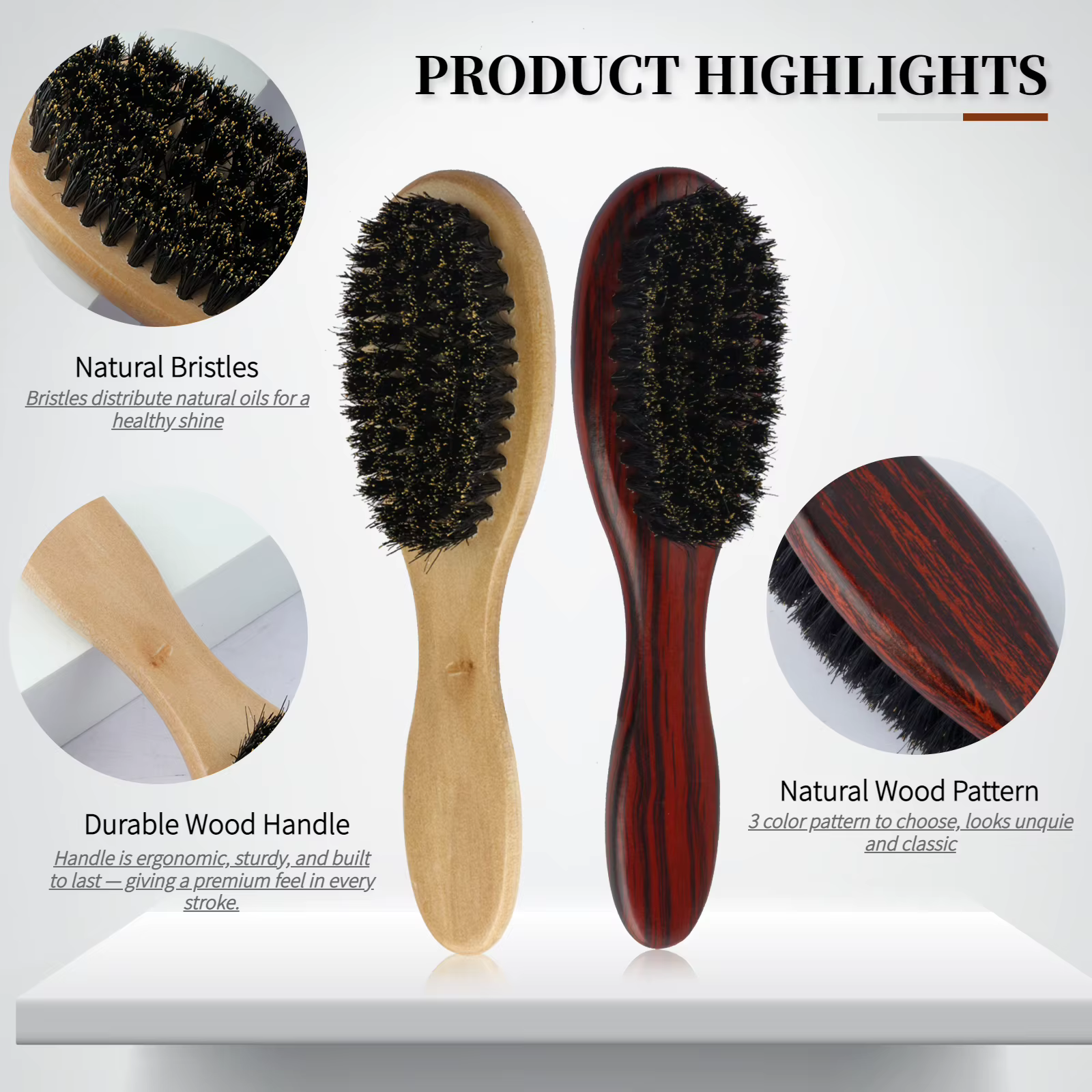 Lot de 2 : Kit de toilettage pour barbe homme, comprenant un mini peigne rotatif pour moustache et une brosse à poils de sanglier pour le nettoyage et l'application d'huile sur la barbe, outils portab