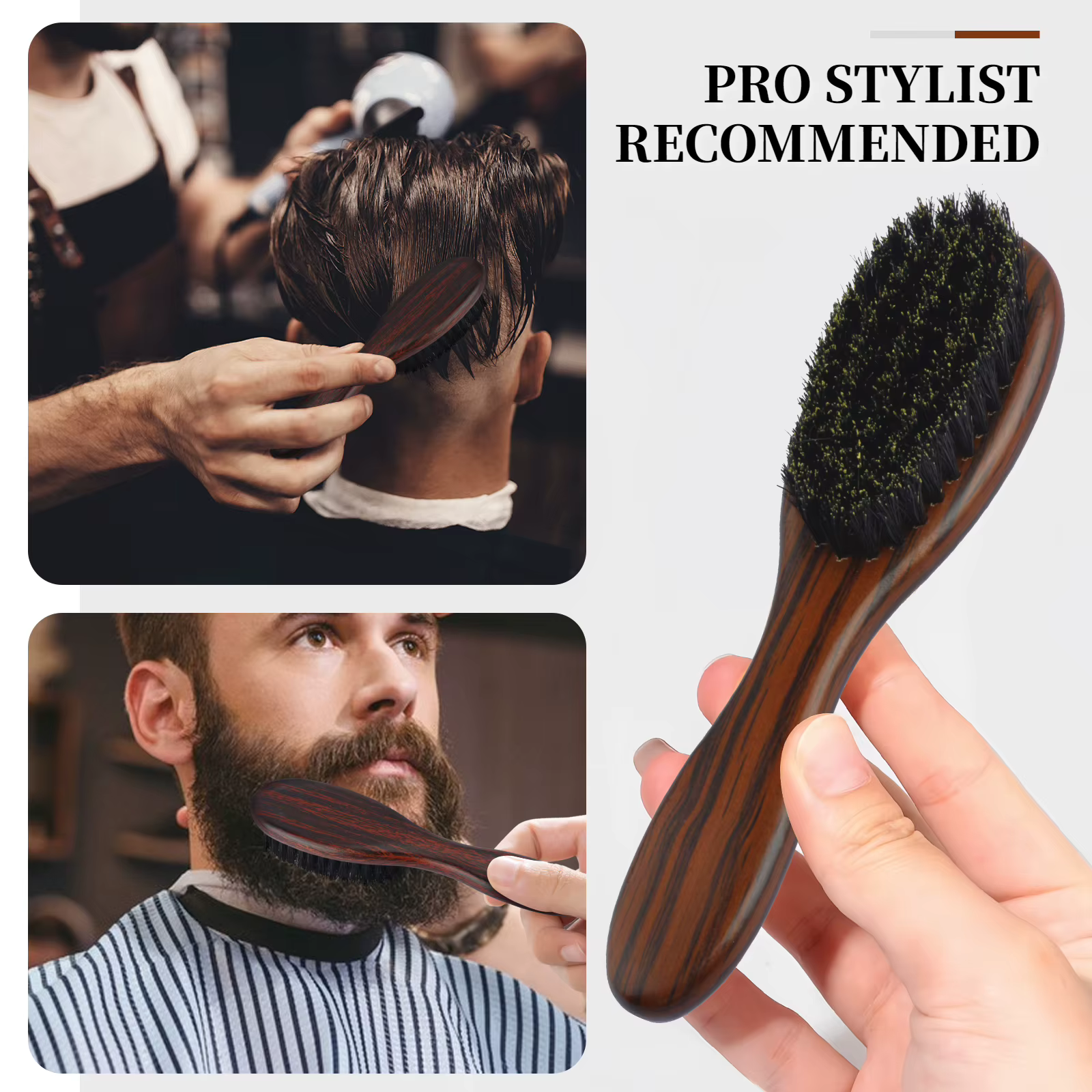 Lot de 2 : Kit de toilettage pour barbe homme, comprenant un mini peigne rotatif pour moustache et une brosse à poils de sanglier pour le nettoyage et l'application d'huile sur la barbe, outils portab