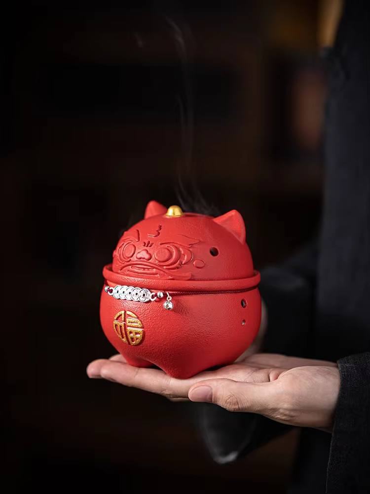 Zhaocai-Brûleur d'encens en céramique Xinglion Line, Eva d'encens intérieur domestique