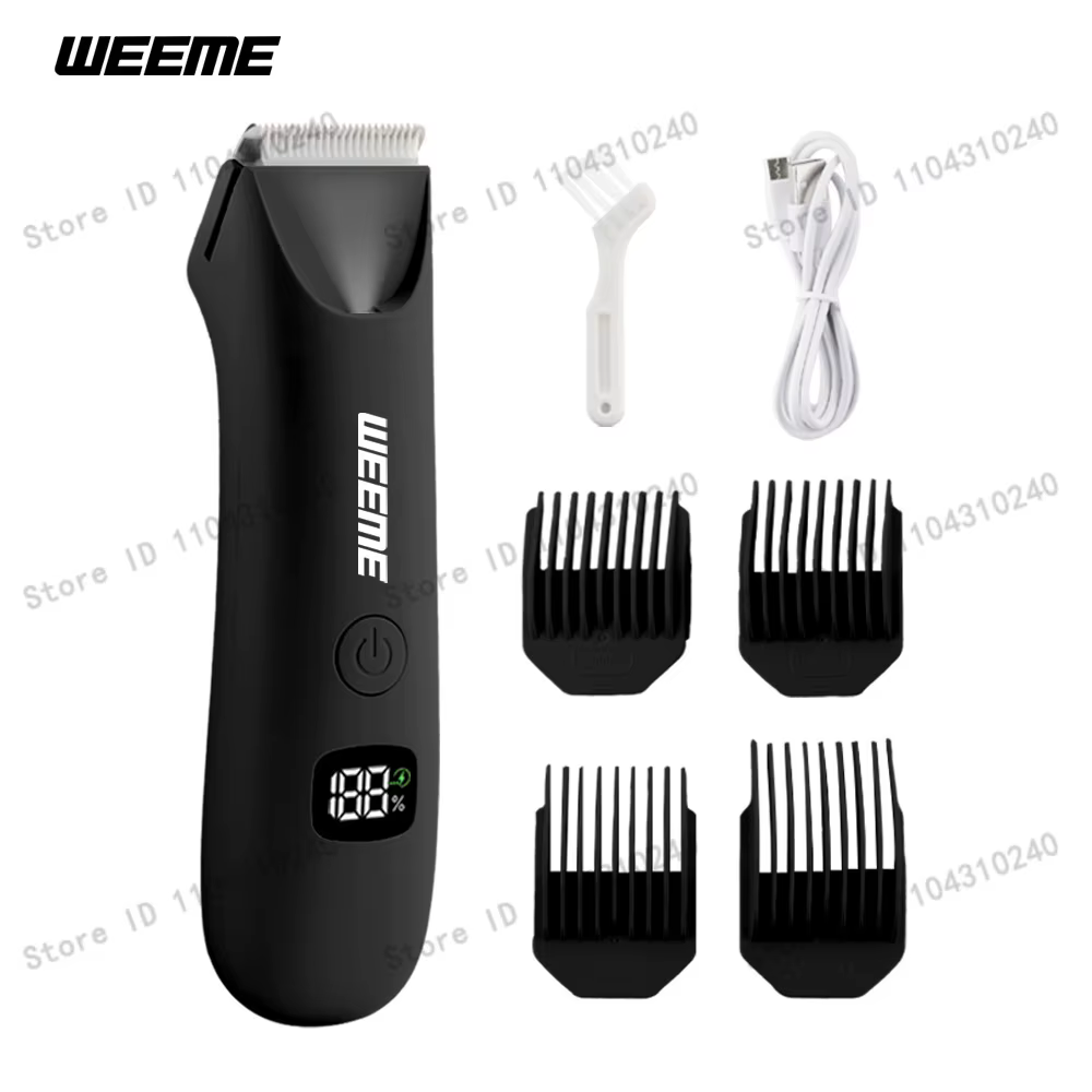 Tondeuse pour poils du corps et du pubis pour hommes et femmes, rasoir électrique indolore pour le corps et le bikini |   Rasoir étanche rechargeable par type C
