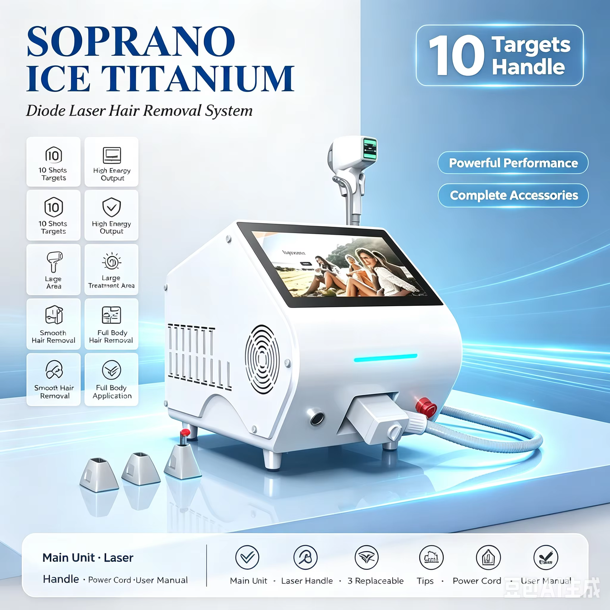 Machine d'épilation au Laser à Diode SHR magnétique Soprano dynamique 3D épilation permanente indolore dispositif de Salon de beauté professionnel