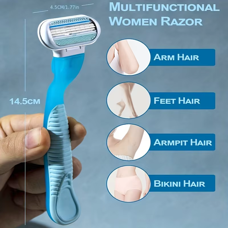 Rasoir de sécurité pour femmes avec 1 manche + 4/8 lames