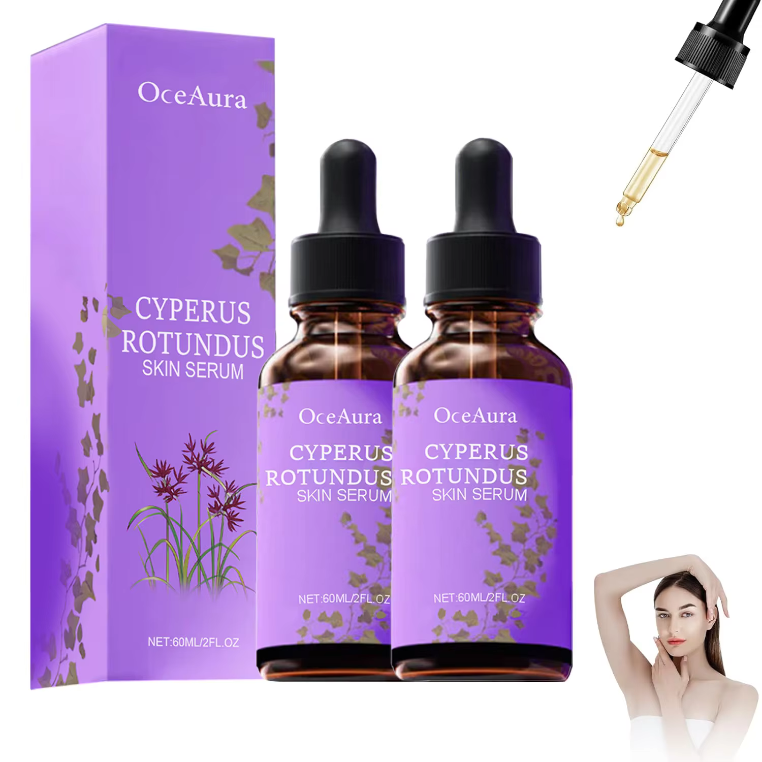 Sérum Cyperus Rotundus Inhibiteur de Repousse des Poils Soin Post-Épilation Apaise la Peau Réduction Accélérée pour le Visage et le Corps