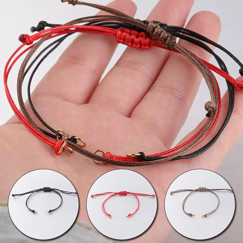 Bracelet tressé fait à la main, 10 pièces, cordon ciré réglable, chaîne pendentif pour bricolage, accessoires de Bracelet faits à la main, bijoux