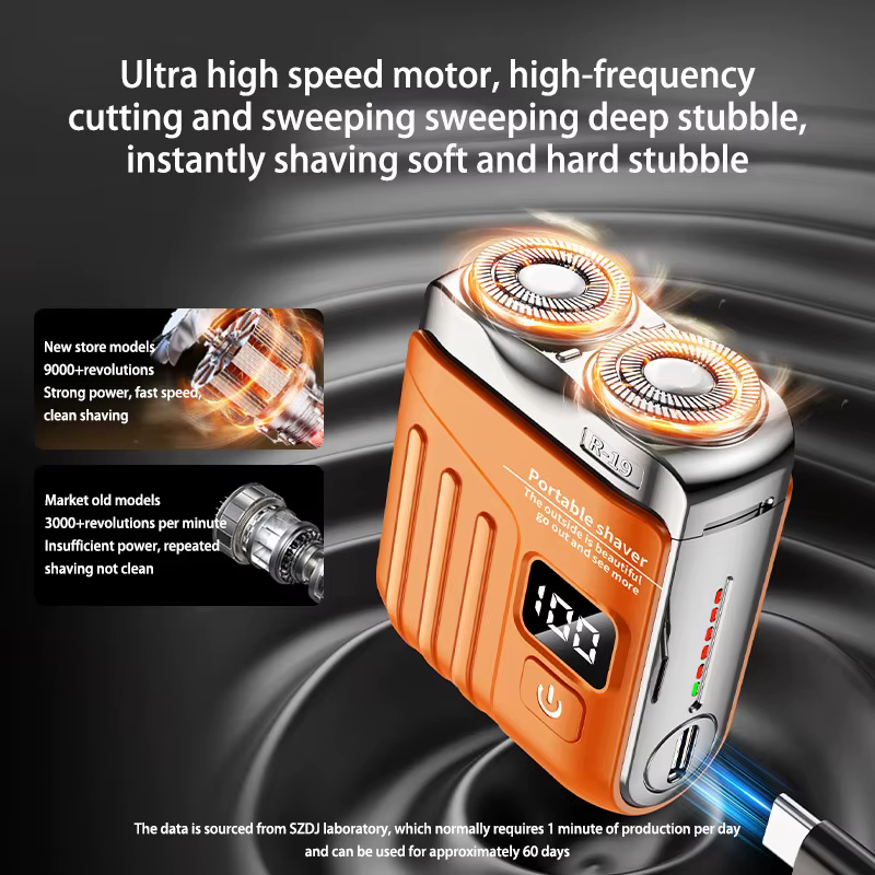 Nouveau rasoir électrique intelligent mini à double lame avec écran numérique