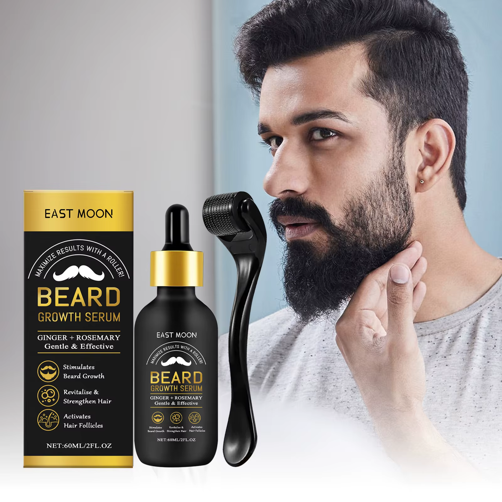 Huile de soin épaississante pour barbe avec applicateur à bille 0