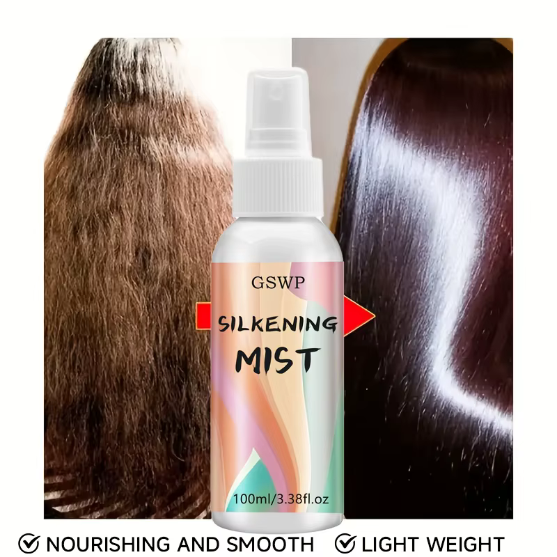GSWP Silky Hair Spray est un soin sans rinçage avec protection thermique, un parfum agréable et laisse les cheveux lisses et brillants. 100ml