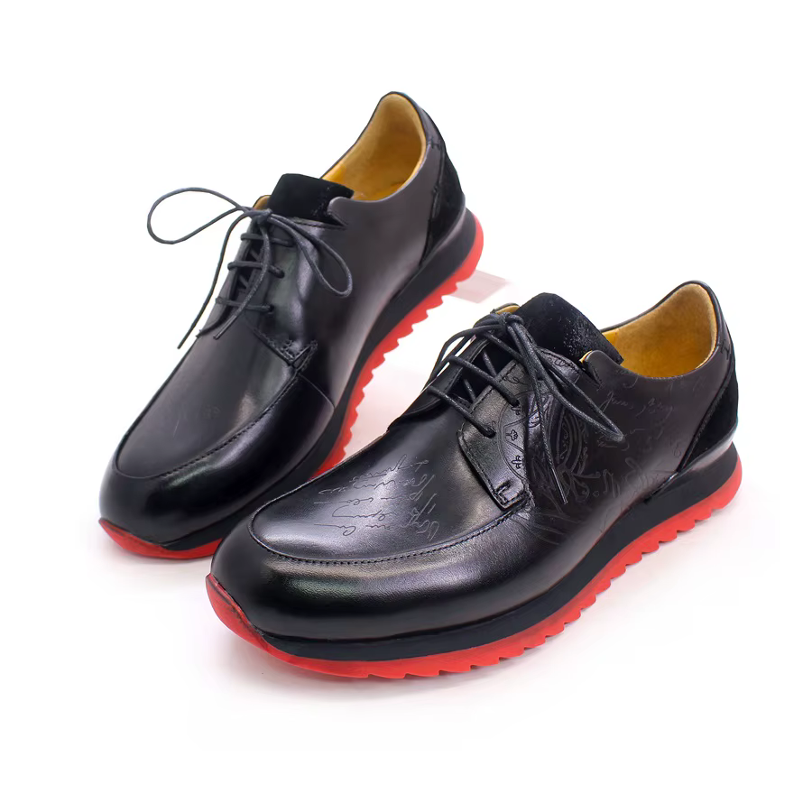 Chaussures en cuir à lacets pour hommes, semelle rouge coordonnante, chaussures décontractées, banquet de bureau, chaussures de mariage élégantes, mode faite à la main