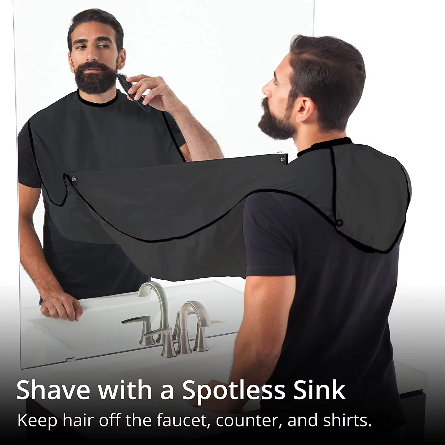 Tablier de rasage pour homme avec ventouses pour barbe et moustache