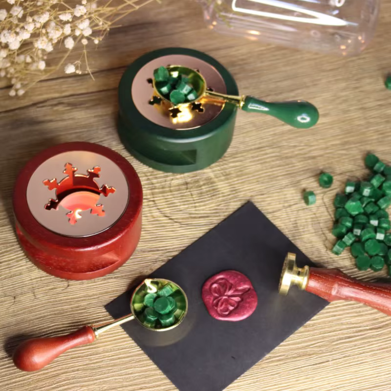 Four à cire de scellage du bois/outil de cuillère joints de cire rétro chauffe-cire décoratif Pot de cire perles bâton chauffant bricolage artisanat tampon de cire