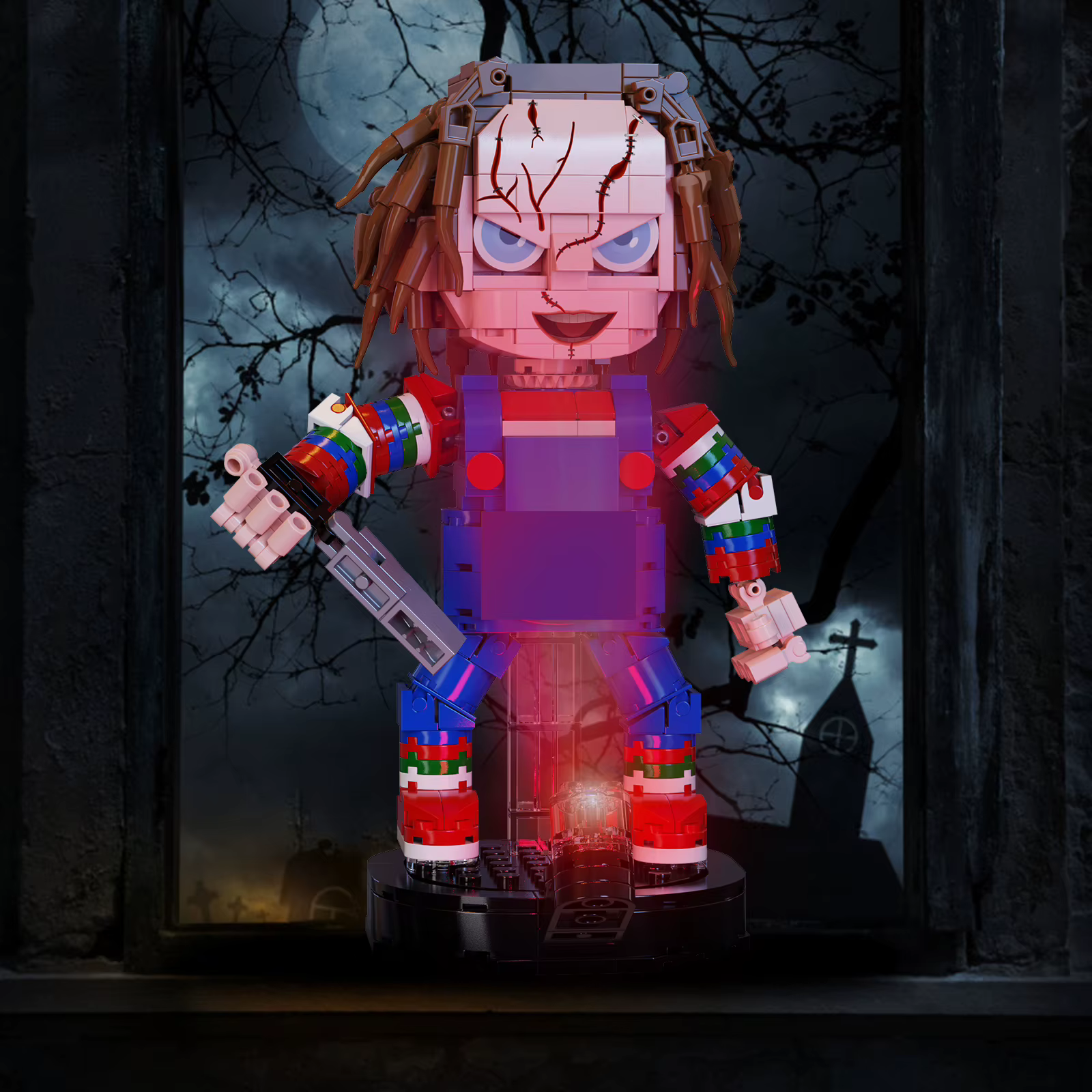 Blocs de construction de poupées d'horreur d'Halloween, figurines de clown de film d'horreur, kit de modèles - Jouet décoratif et cadeau pour les fans, adapté à tous les âges