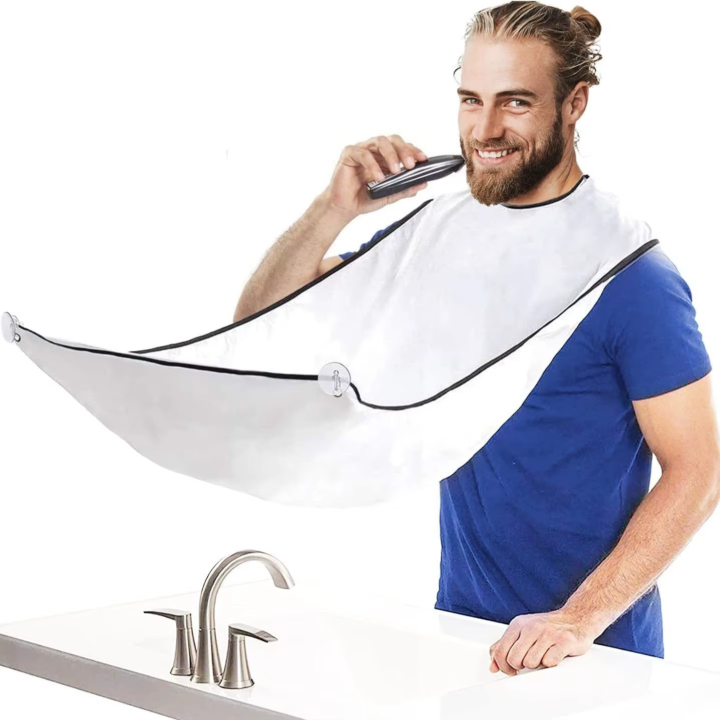 Tablier de rasage pour homme avec ventouses pour barbe et moustache