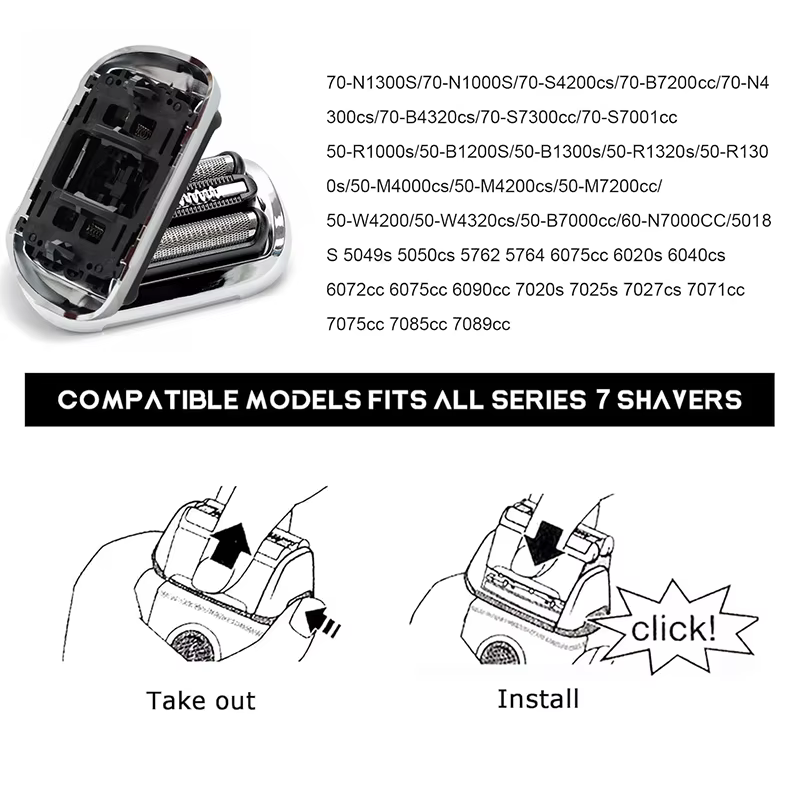 Tête de rasoir électrique de remplacement pour Braun Series 7 73S 70-N1300S 70-S4200cs 70-B7200cc 70-N4300cs 70-B4320cs 70-S7300cc 70-S7001cc