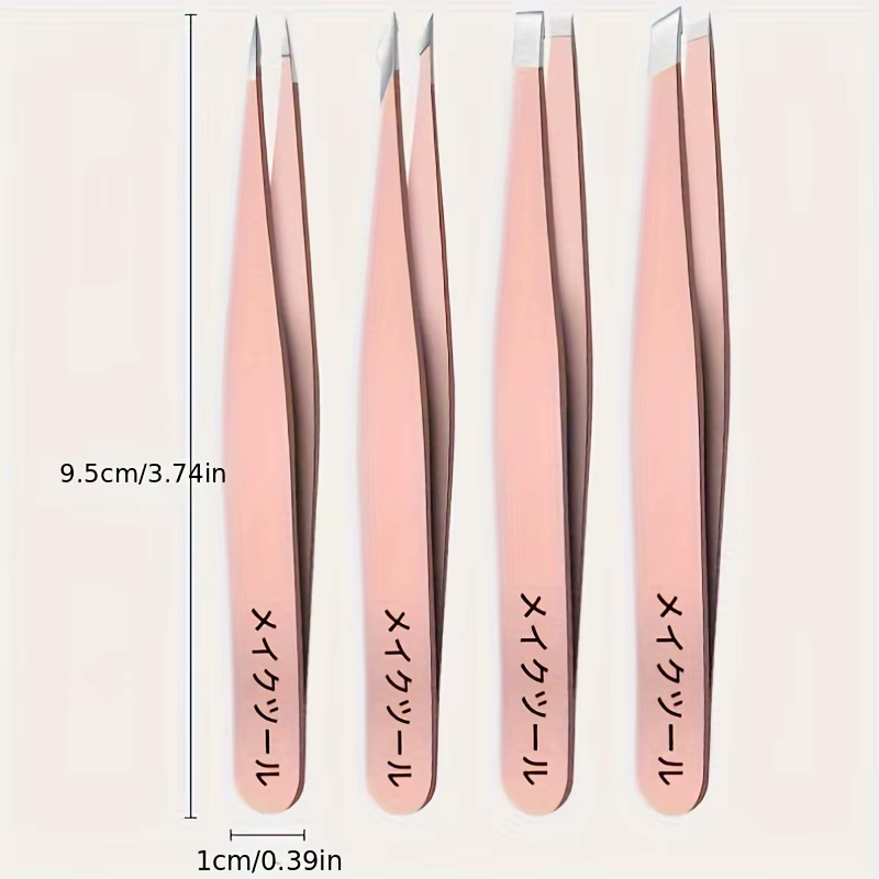 Ensemble de 1/4 pinces à épiler professionnelles pour la suppression des poils des sourcils