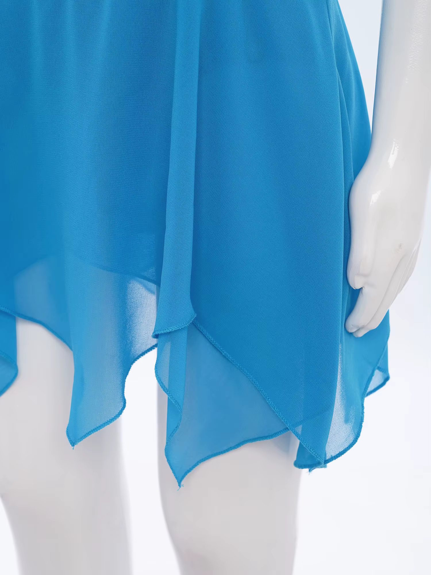 Robe de gymnastique pour adolescentes, patinage artistique, danse lyrique, sans manches, strass brillants, maille transparente, ourlet en mousseline de soie, robes justaucorps
