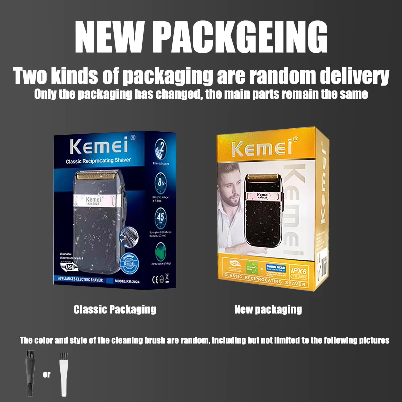 Kemei KM-2024 USB charge rasoir électrique pour hommes alternatif double lame