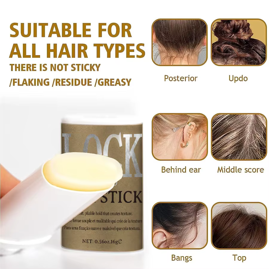 LOCKMIO bâton de cire pour cheveux pour femmes et enfants longue durée maintien pommade contrôle cassé frisottis Flyaway