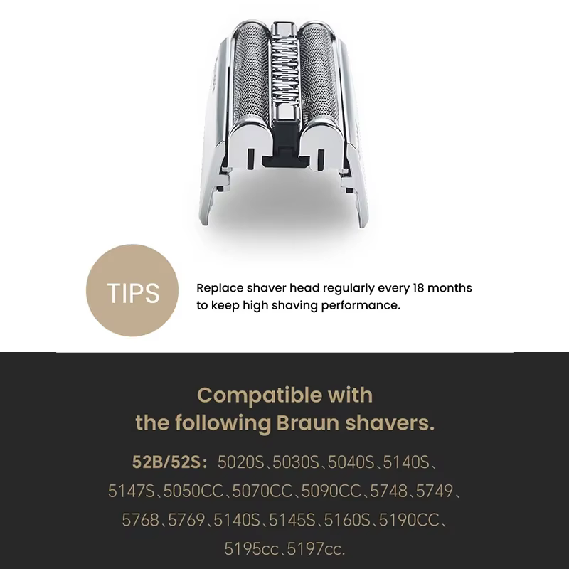Braun 52B lame de rasoir feuille et coupe lame de rasage Cassette pour rasoir électrique Braun série 5 5090 5050 5030s