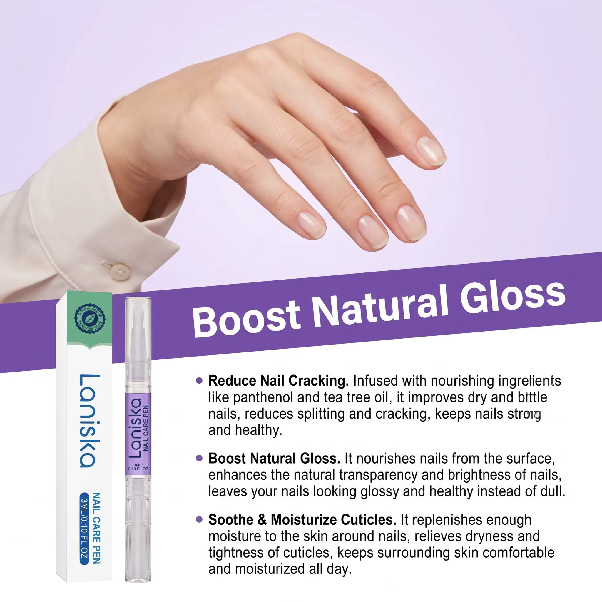 Huile nutritive pour ongles, soin fortifiant des ongles, stylo hydratant pour cuticules, prévention des fissures, brillance naturelle, outil de manucure portable