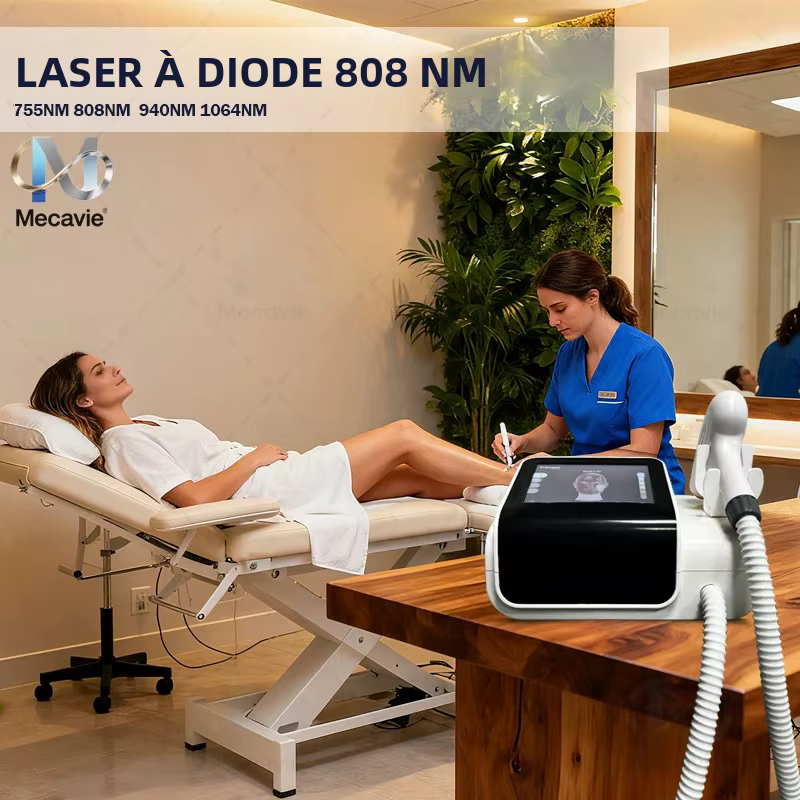 Mini appareil professionnel d'épilation au laser à diode 4000W haute puissance 755nm 808nm 1064nm