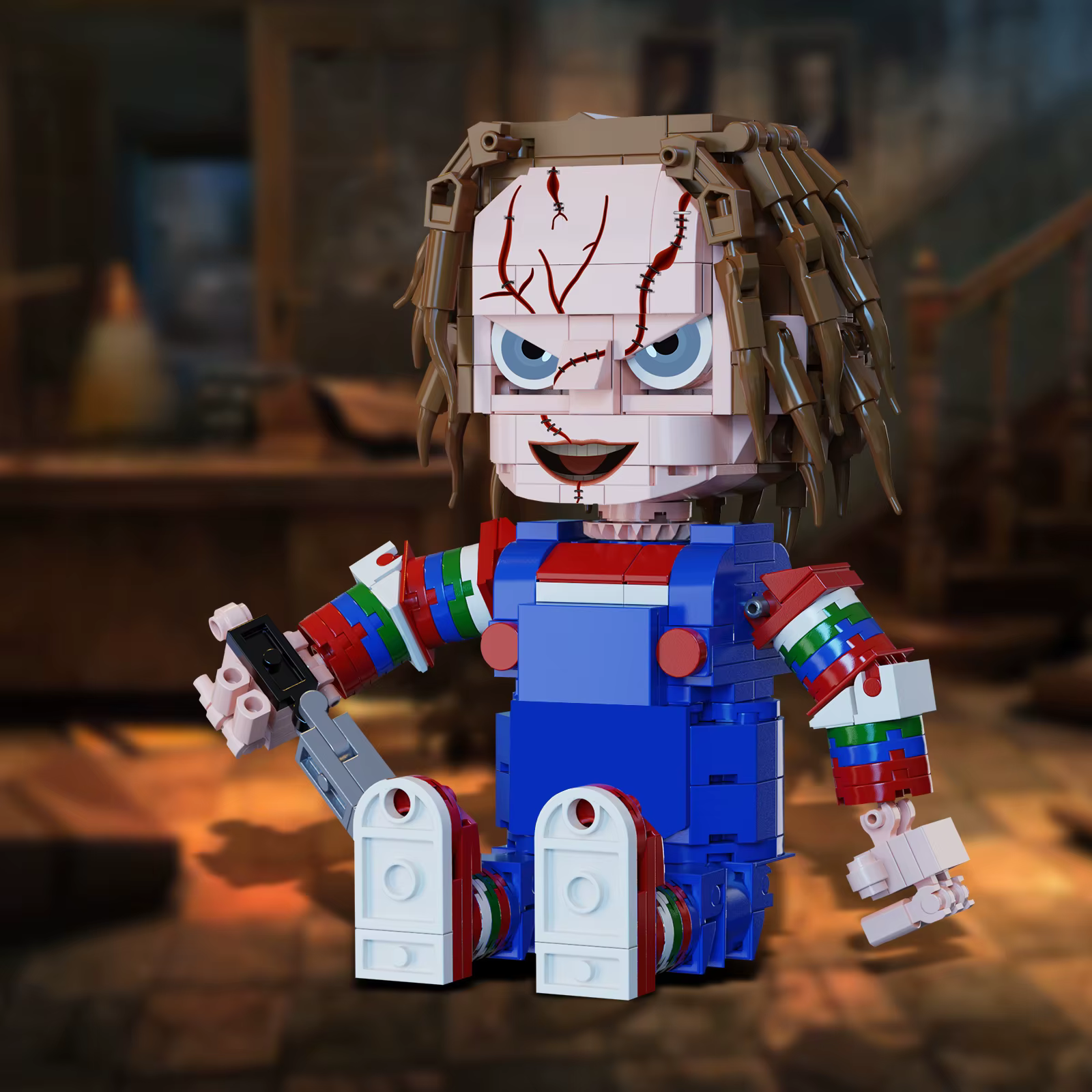 Blocs de construction de poupées d'horreur d'Halloween, figurines de clown de film d'horreur, kit de modèles - Jouet décoratif et cadeau pour les fans, adapté à tous les âges