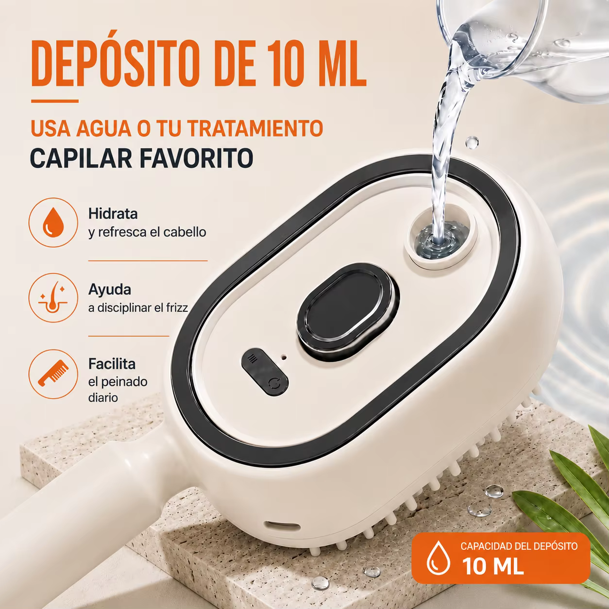 Brosse à cheveux électrique pulvérisatrice et massante