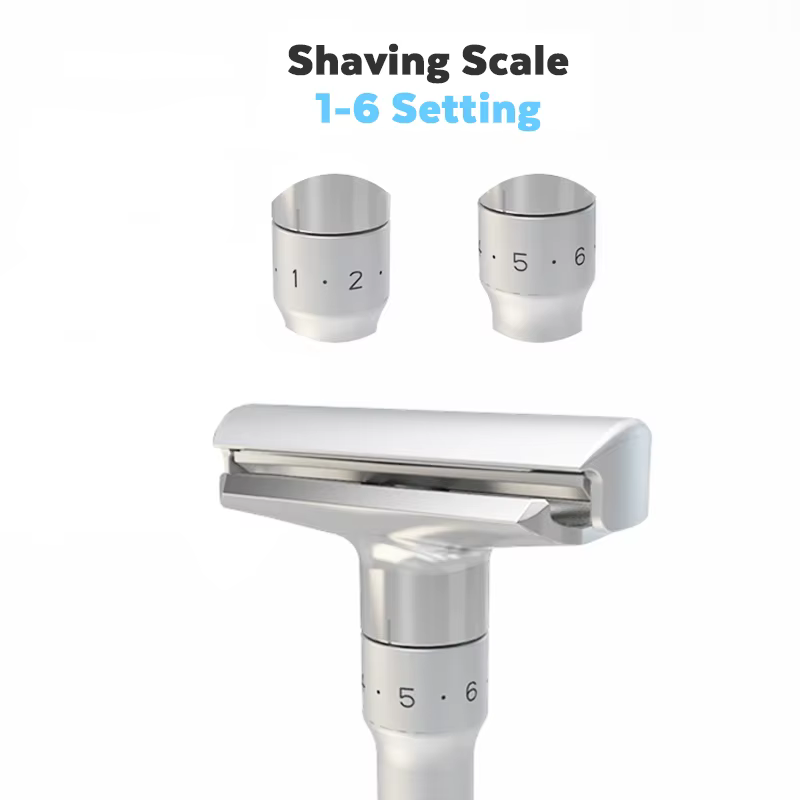 Vaclav Rasoir classique de sécurité réutilisable en acier inoxydable pour hommes Lames remplaçables Rasage du visage