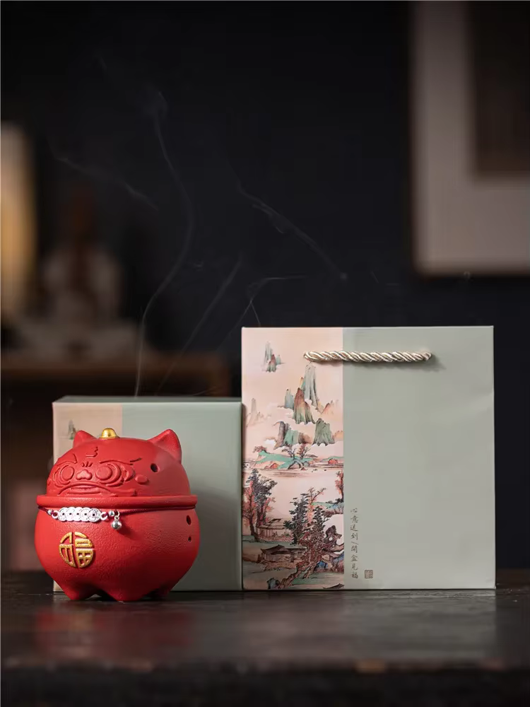 Zhaocai-Brûleur d'encens en céramique Xinglion Line, Eva d'encens intérieur domestique
