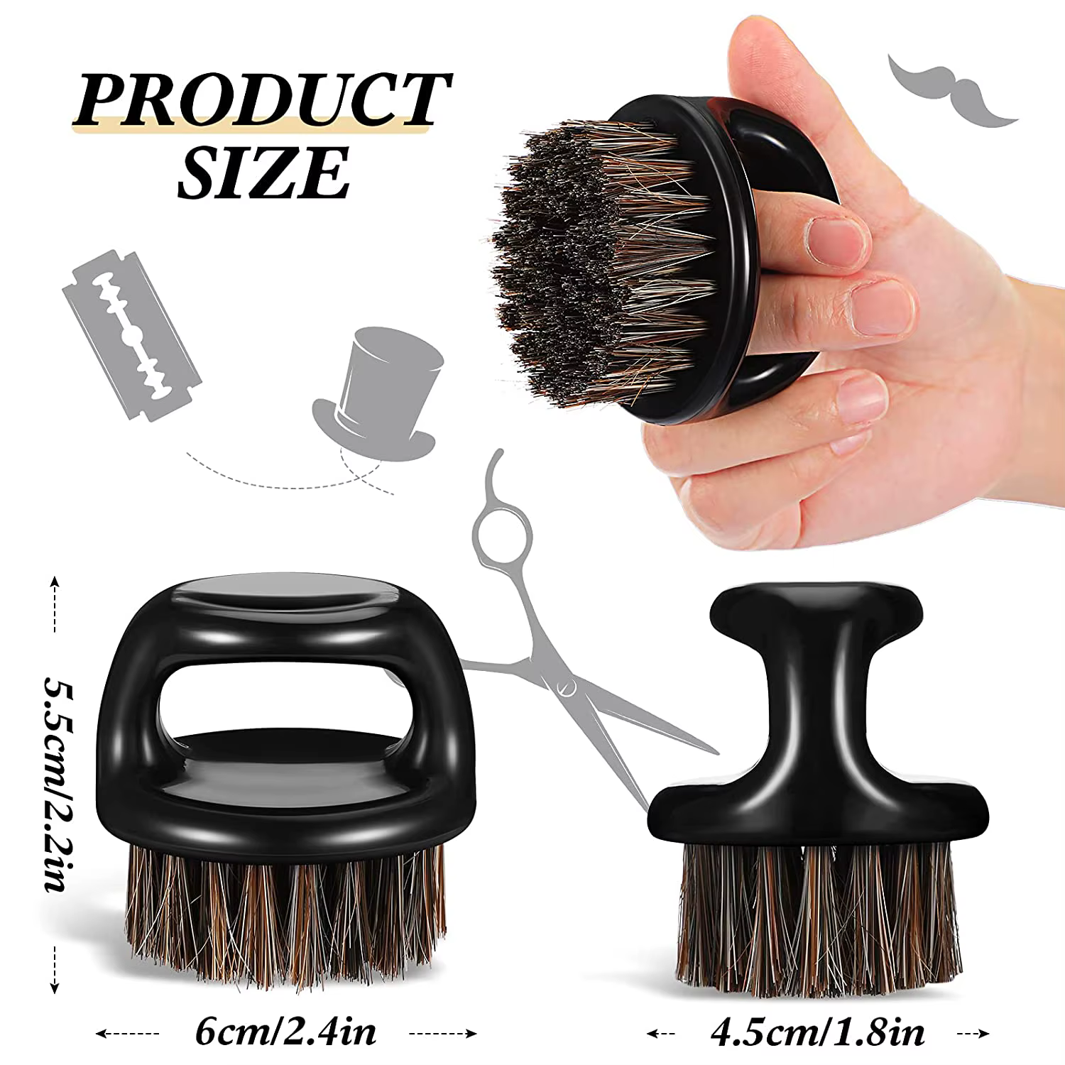 Hommes blaireau Portable barbier barbe brosses Salon visage nettoyage rasoir brosse en plastique cheval poils outils de rasage