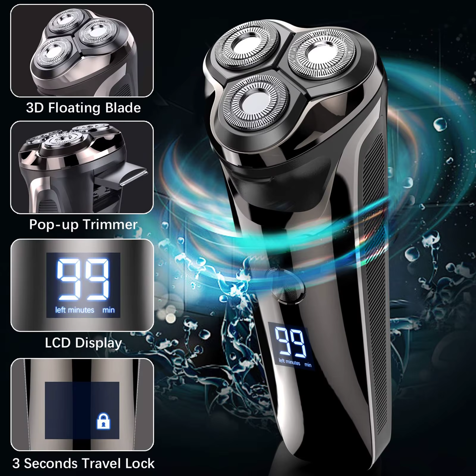 2025 nouveaux rasoirs à barbe pour hommes rasoir électrique sans fil USB Rechargeable Triple lames