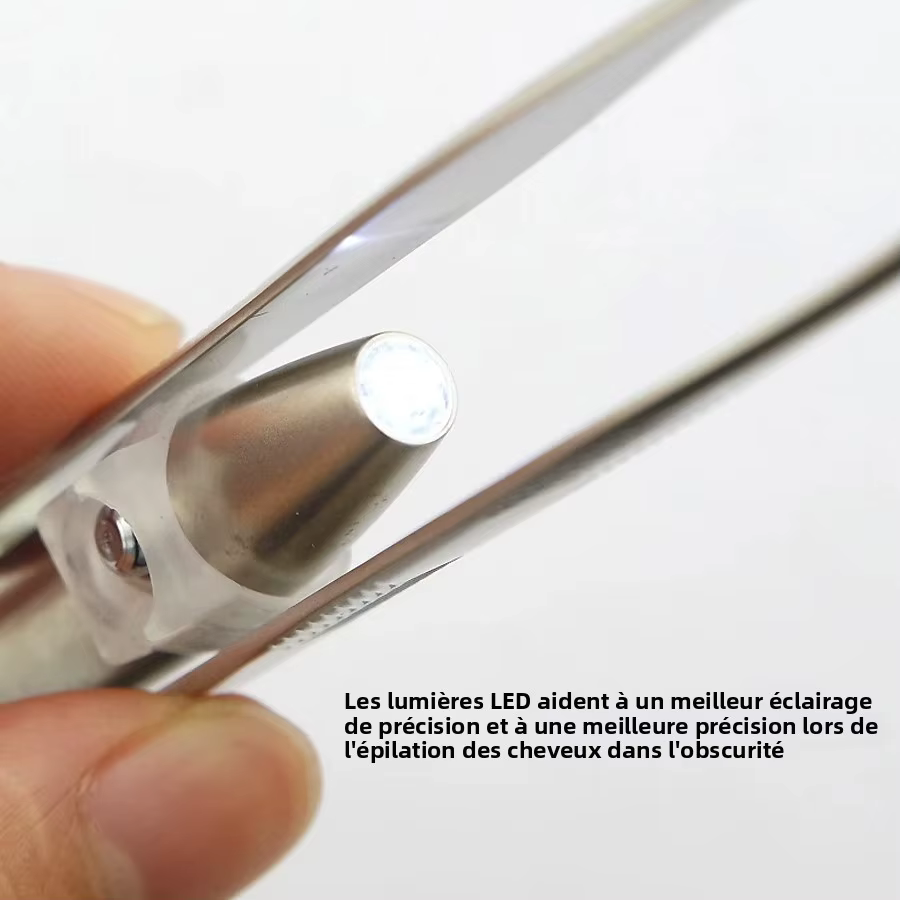 Pince à sourcils éclairée par LED