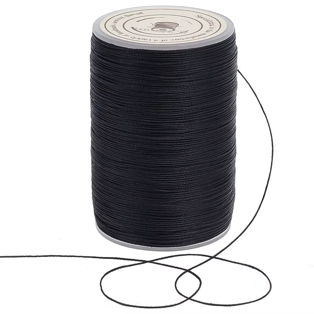 175 Yards/160m cordon en Polyester ciré noir 0.3 ~ 0.4mm fil ciré torsadé cordon en Polyester fil de couture cordon cire