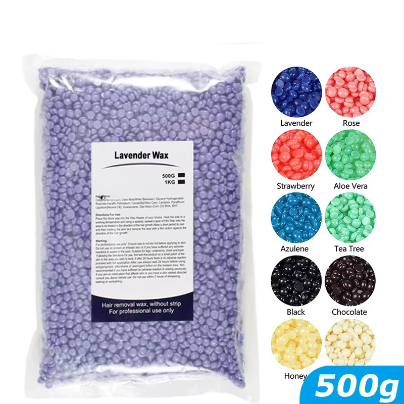 500g/50g haricots de cire dure pour épilation corps perle brésilienne européenne pour chauffe-cire