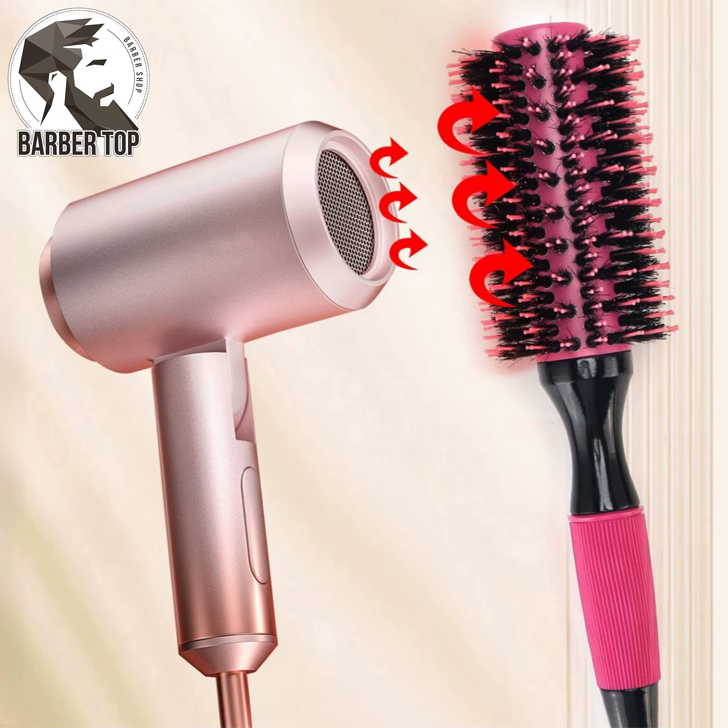 BARBERTOP brosse à cheveux ronde en bois avec poils de sanglier mélange outils de coiffure en Nylon