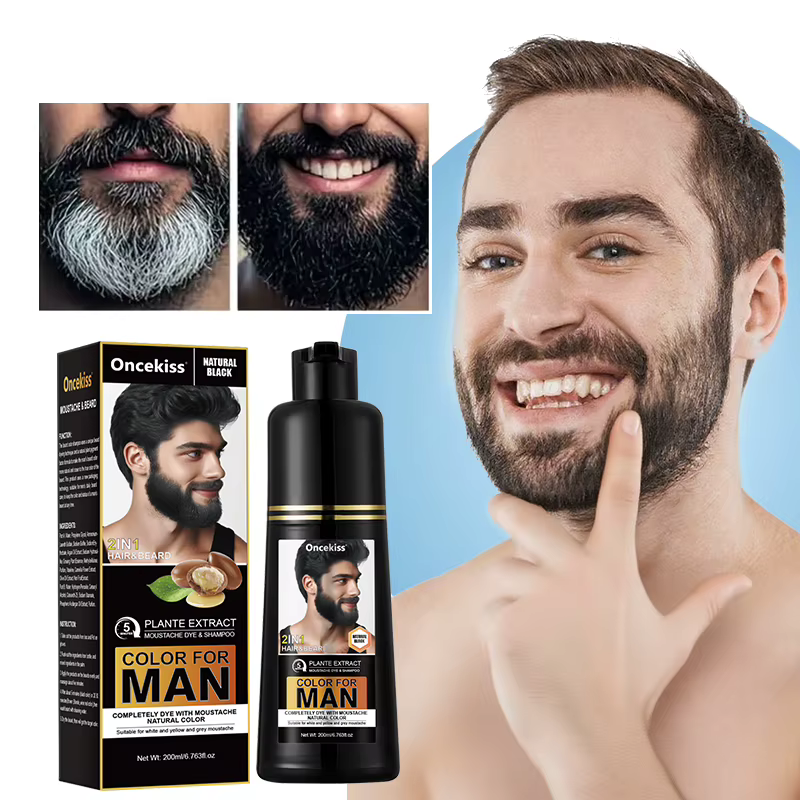 Shampoo colorant pour barbe 2 en 1 pour hommes