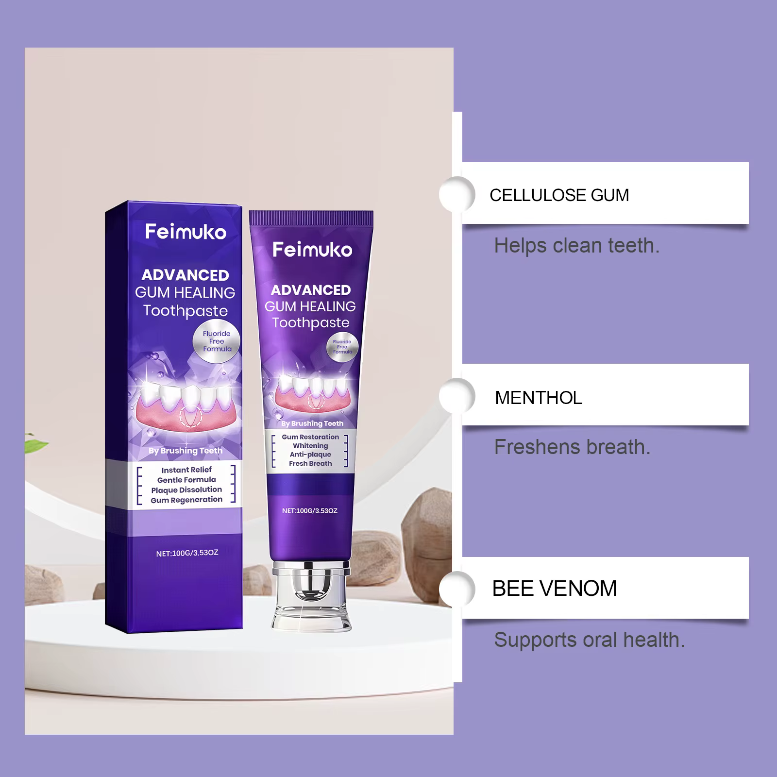 Dentifrice Réparateur Gencives Anti-Caries Améliore la Plaque Protège les Gencives Estompe les Taches Dentaires Haleine Fraîche Nettoyage en Profondeur Formule Douce Pour Toute la Famille