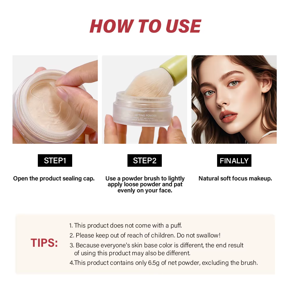 ONE/SIZE Poudre de réglage longue durée, finition rose mat, contrôle de l'huile et retrait de la Fixation du maquillage, réglage de la Modification des pores, cosmétiques