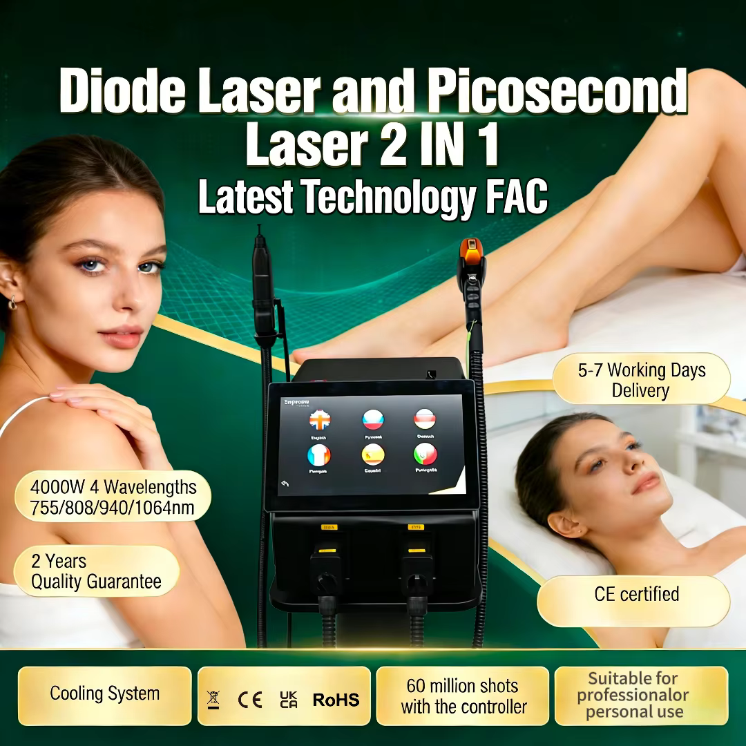 Nouvel appareil de beauté laser picoseconde 2-en-1 2026 : Épilation permanente pour tous types de peau