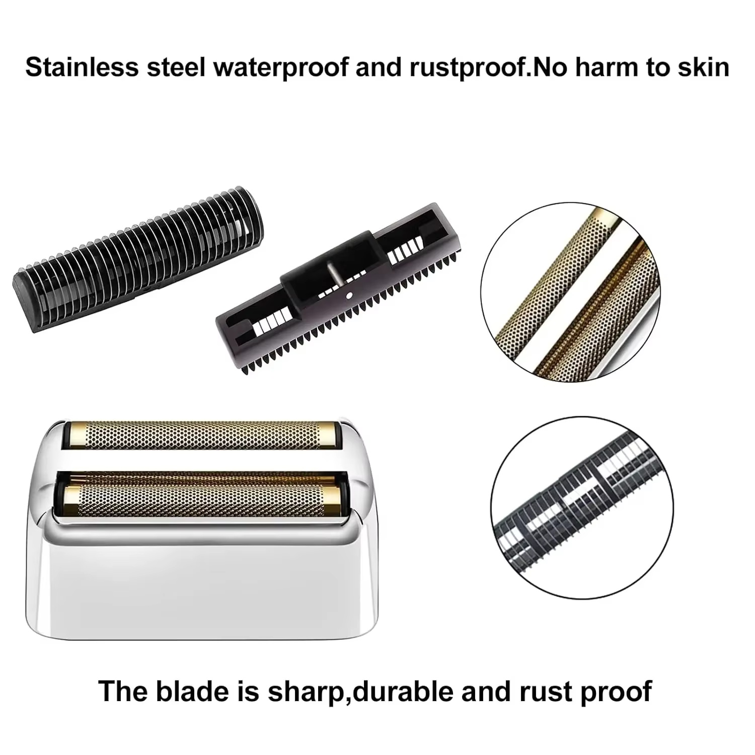 Argent, feuille de rechange et couteaux compatibles avec les rasoirs électriques en métal BaByliss PRO Double FXFS2