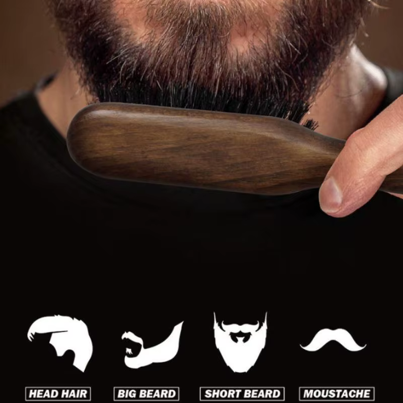 Manche en bois poils de sanglier barbe brosse outil de rasage