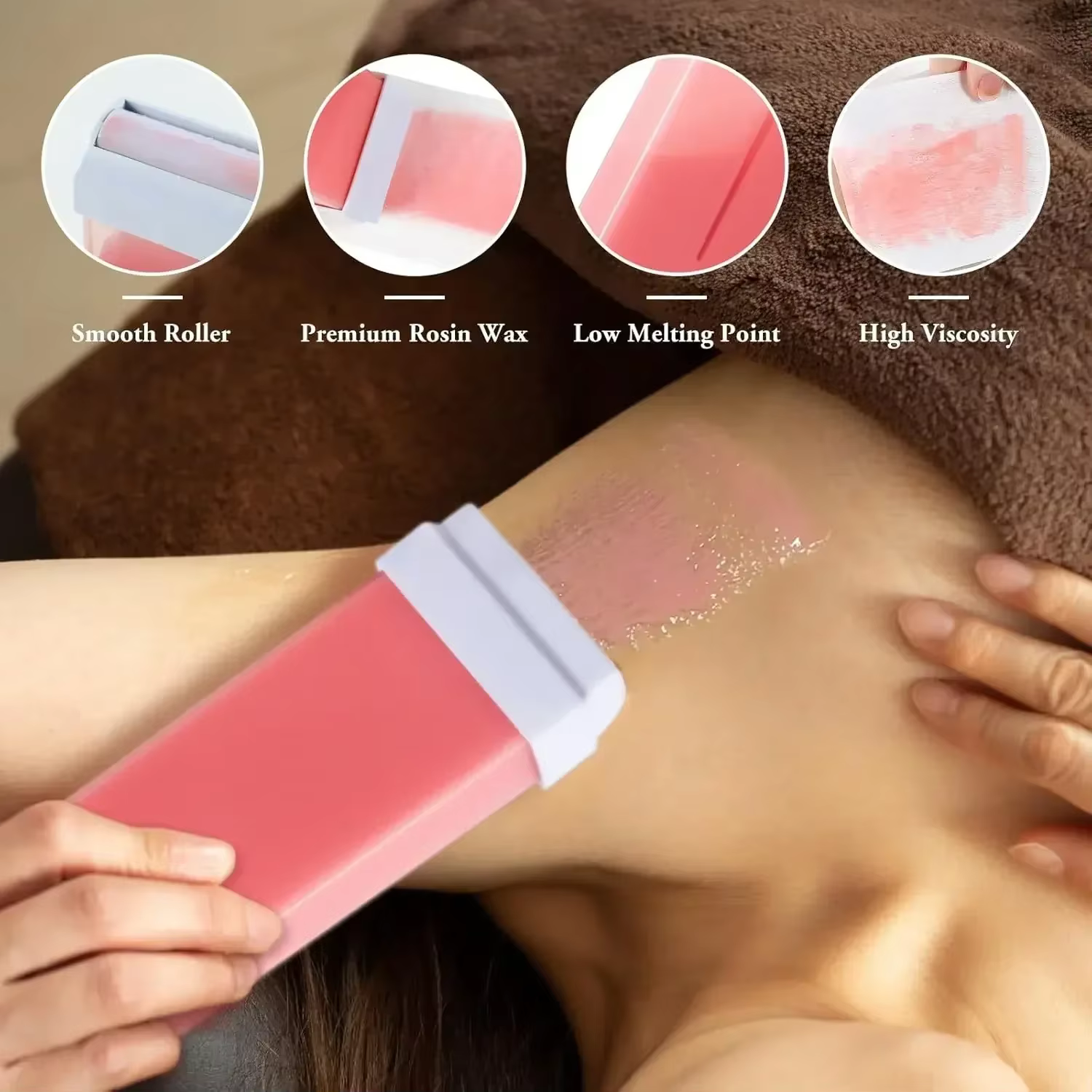 Cire à épiler Roll-on Rose Aloe – Recharge pour épilation indolore – Cartouche