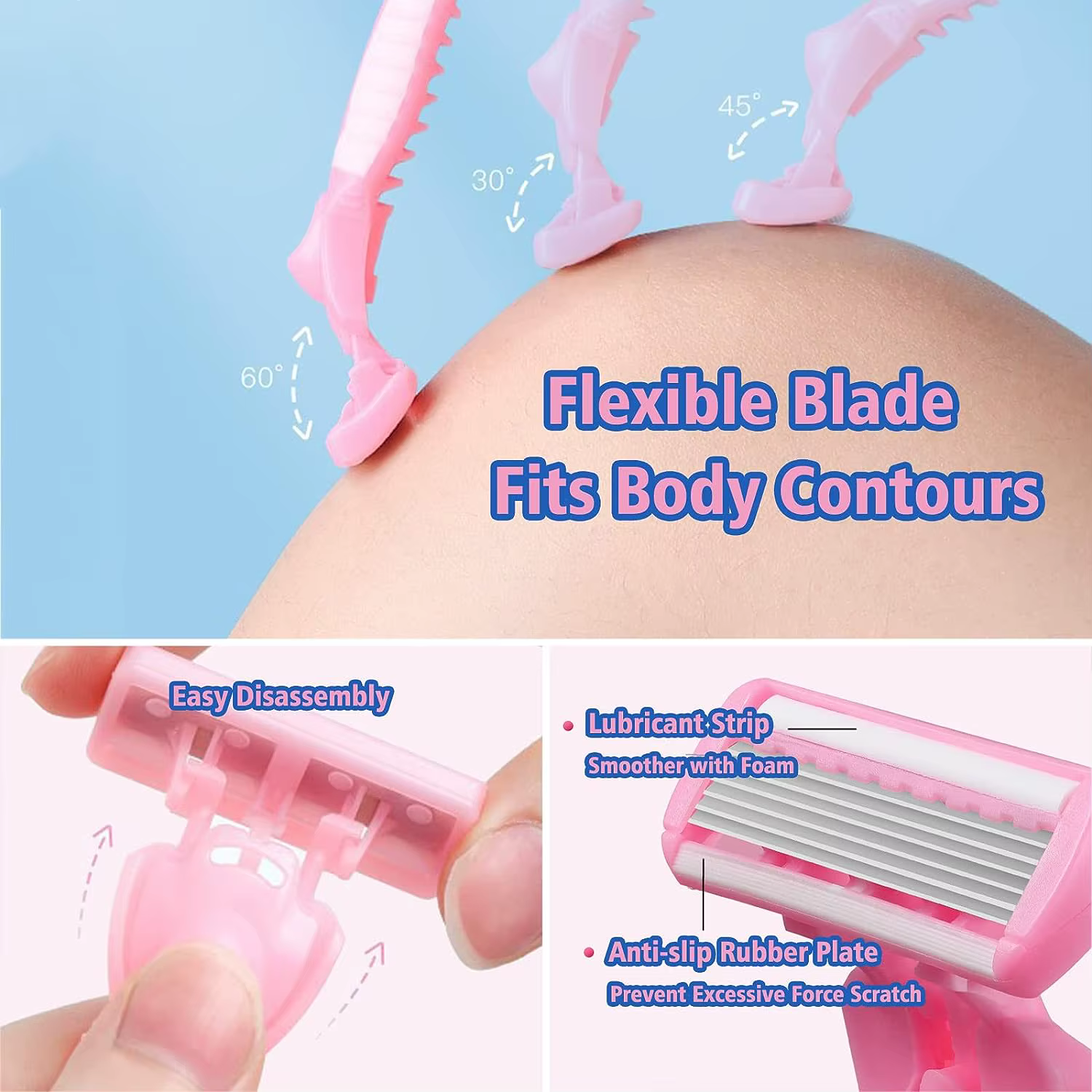 Rasoir pour femmes lame à 6 couches jambe cheveux aisselles couteau de rasage lames à 6